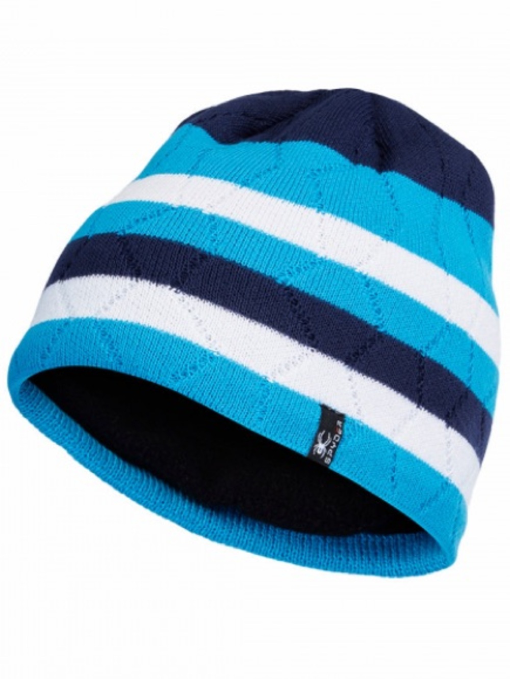 Spyder Nebula Knit Beanie Blue Striped Winter Ski Snowboard Hat NWT
